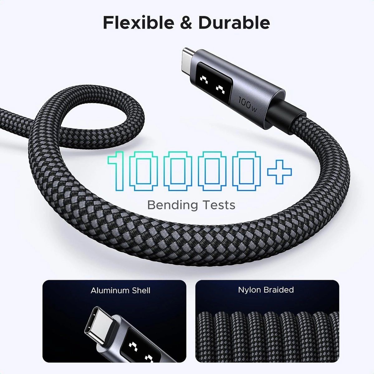 Cable USB-C a USB-C UGREEN Uno 100 W con Pantalla LED 2 m vista 4