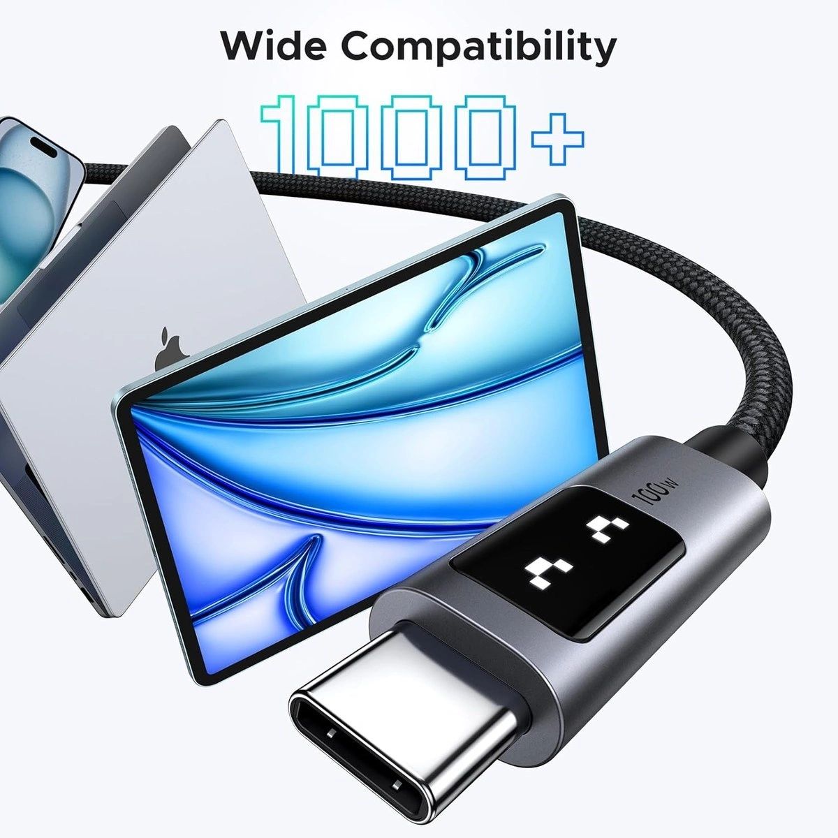 Cable USB-C a USB-C UGREEN Uno 100 W con Pantalla LED 2 m vista 6