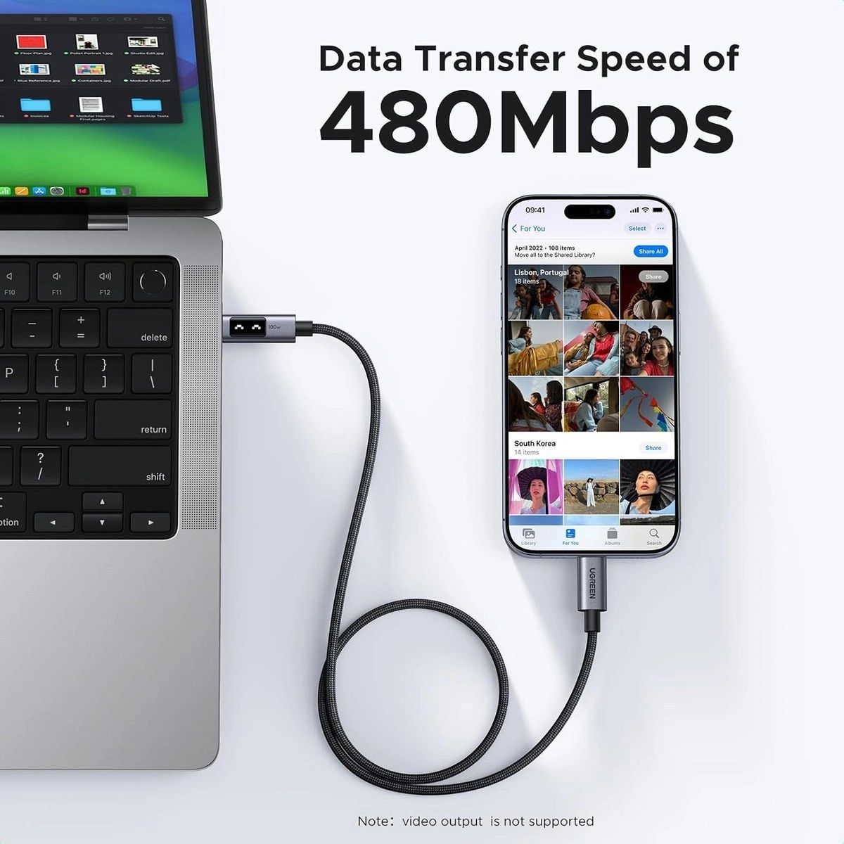 Cable USB-C a USB-C UGREEN Uno 100 W con Pantalla LED 2 m vista 7