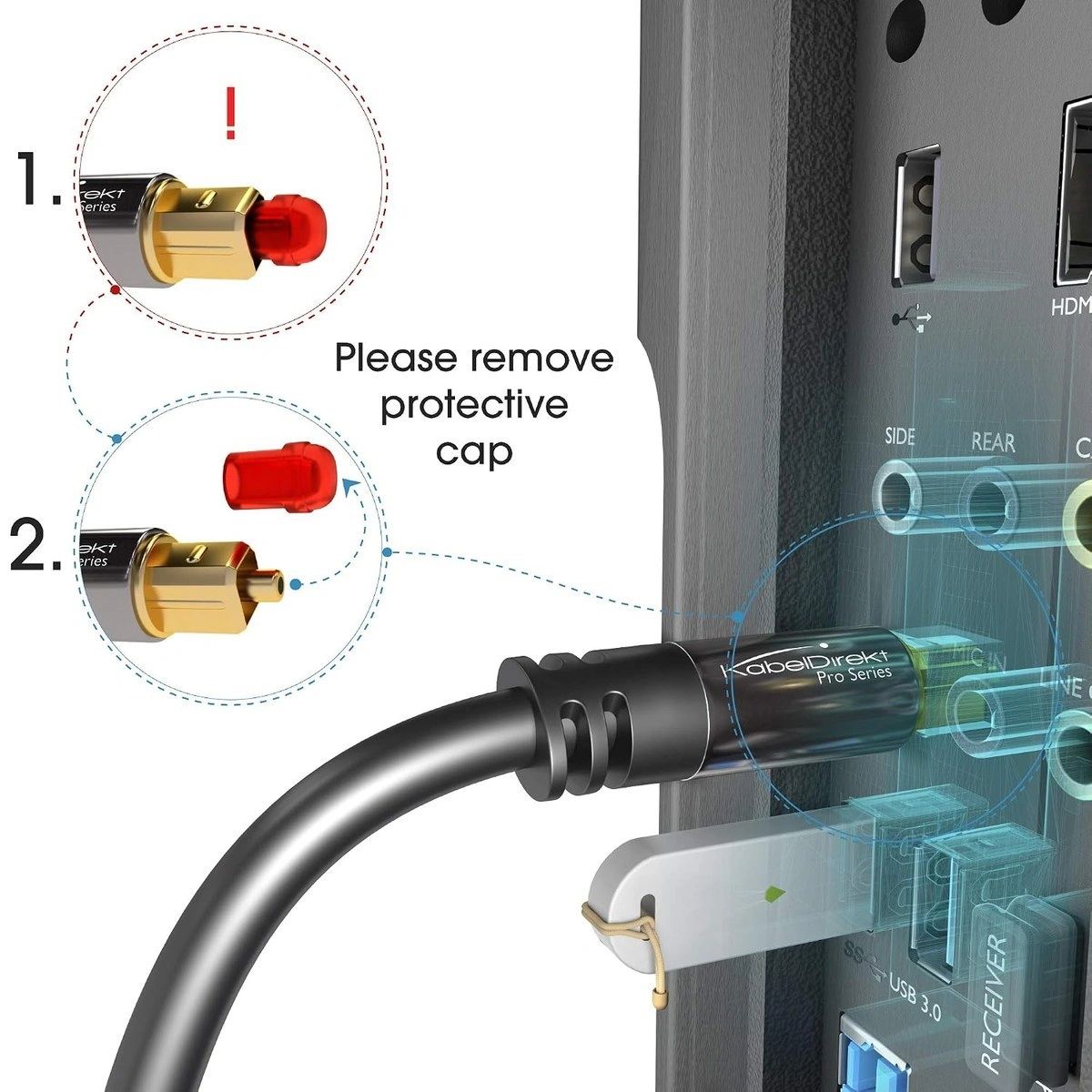 Cable de Audio Óptico TOSLINK KabelDirekt Pro Series 3 m vista 6