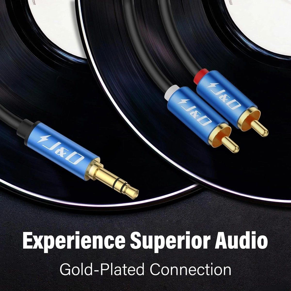 Cable Auxiliar de Audio J&D Plug 3,5 mm a 2 RCA Azul 1,8 m vista 7