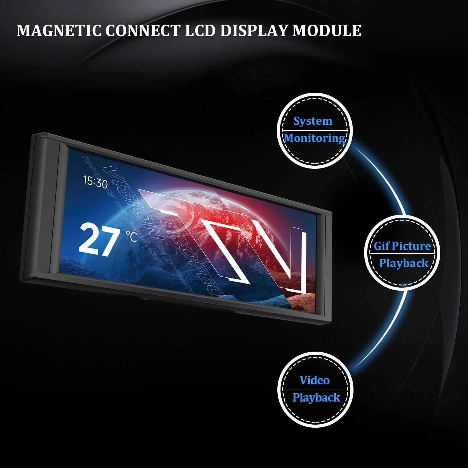 Pantalla LCD para PC Thermalright Trofeo Vision 6,86" Negra vista 3