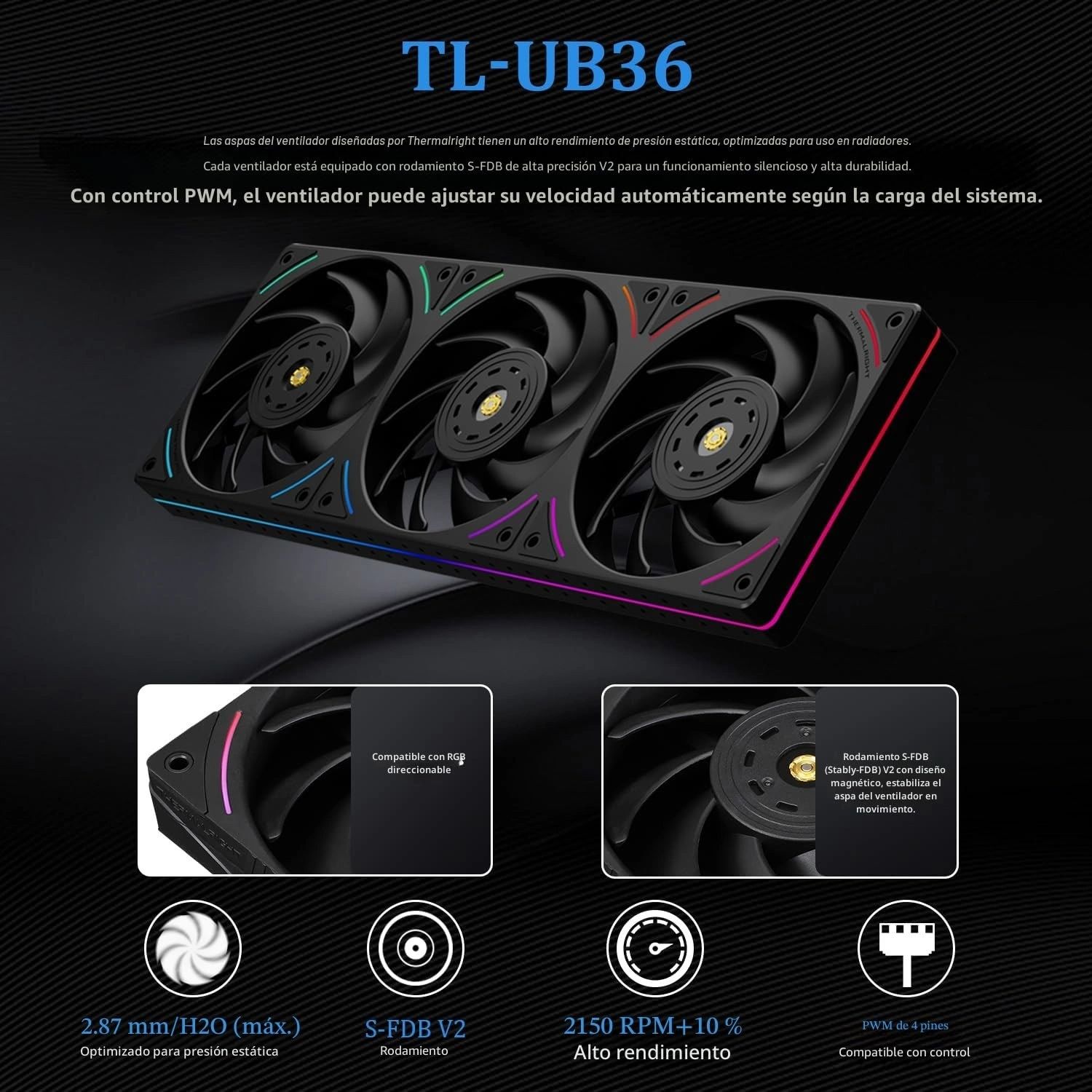 Refrigeración Líquida Thermalright Trofeo Vision 360 ARGB Negra vista 3