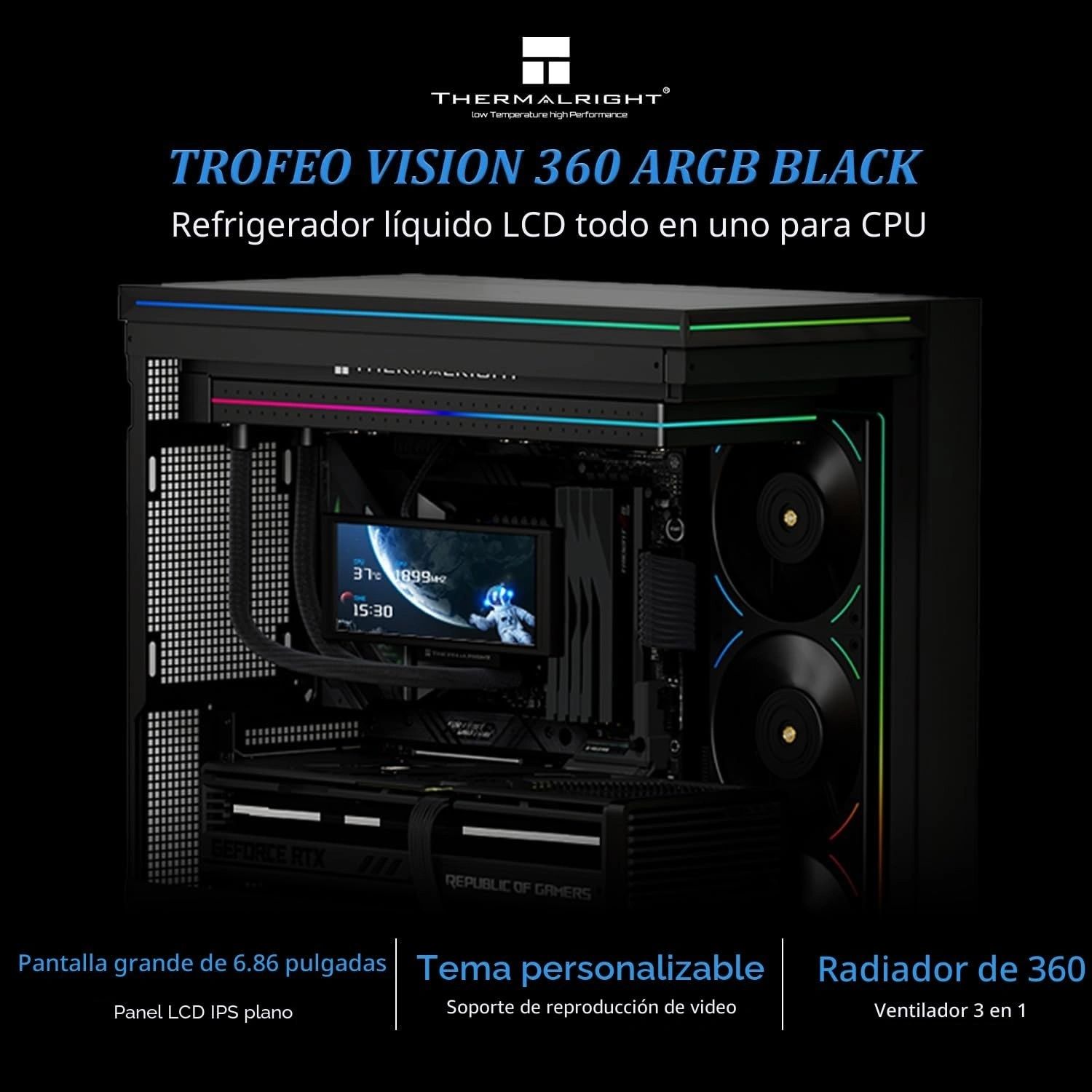 Refrigeración Líquida Thermalright Trofeo Vision 360 ARGB Negra vista 6