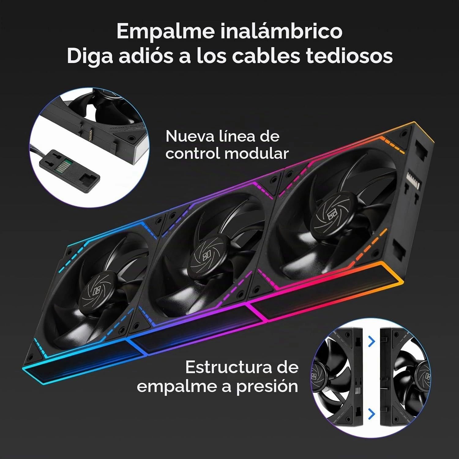 Kit 3 Ventiladores ARGB Thermalright TL-M12Q X3 Negros 2000 RPM vista 2