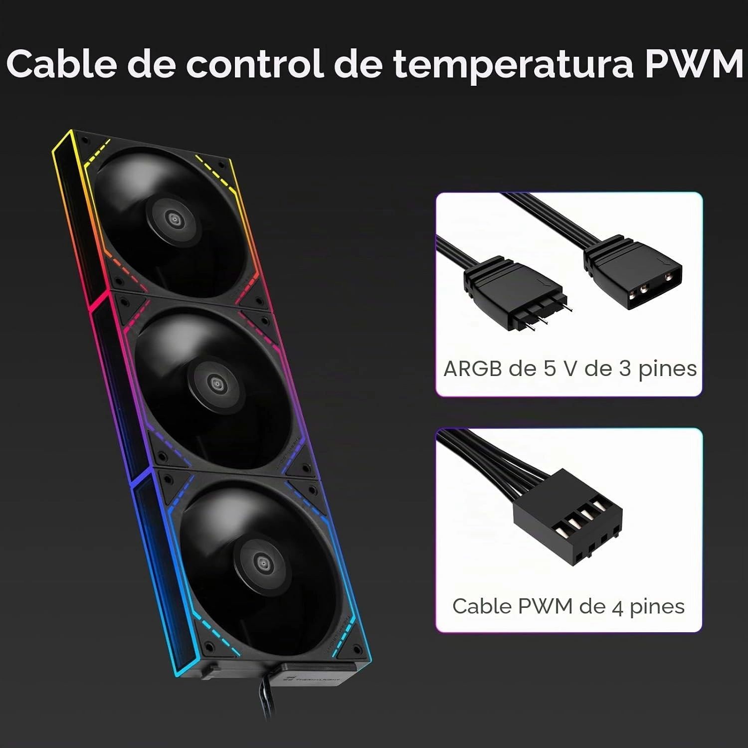 Kit 3 Ventiladores ARGB Thermalright TL-M12Q X3 Negros 2000 RPM vista 5