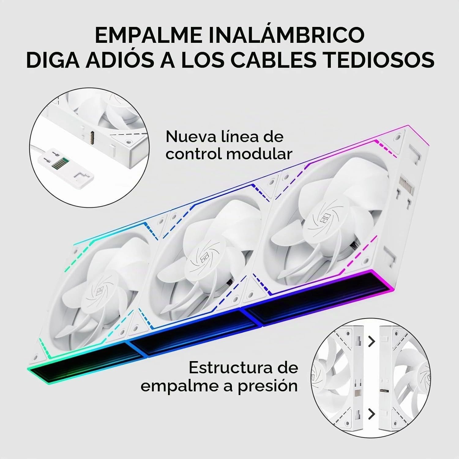 Kit 3 Ventiladores ARGB Thermalright TL-M12QRW X3 Blancos Aspa Invertida vista 2