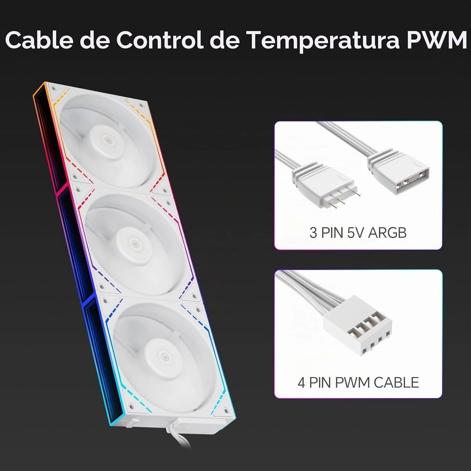 Kit 3 Ventiladores ARGB Thermalright TL-M12QRW X3 Blancos Aspa Invertida vista 4
