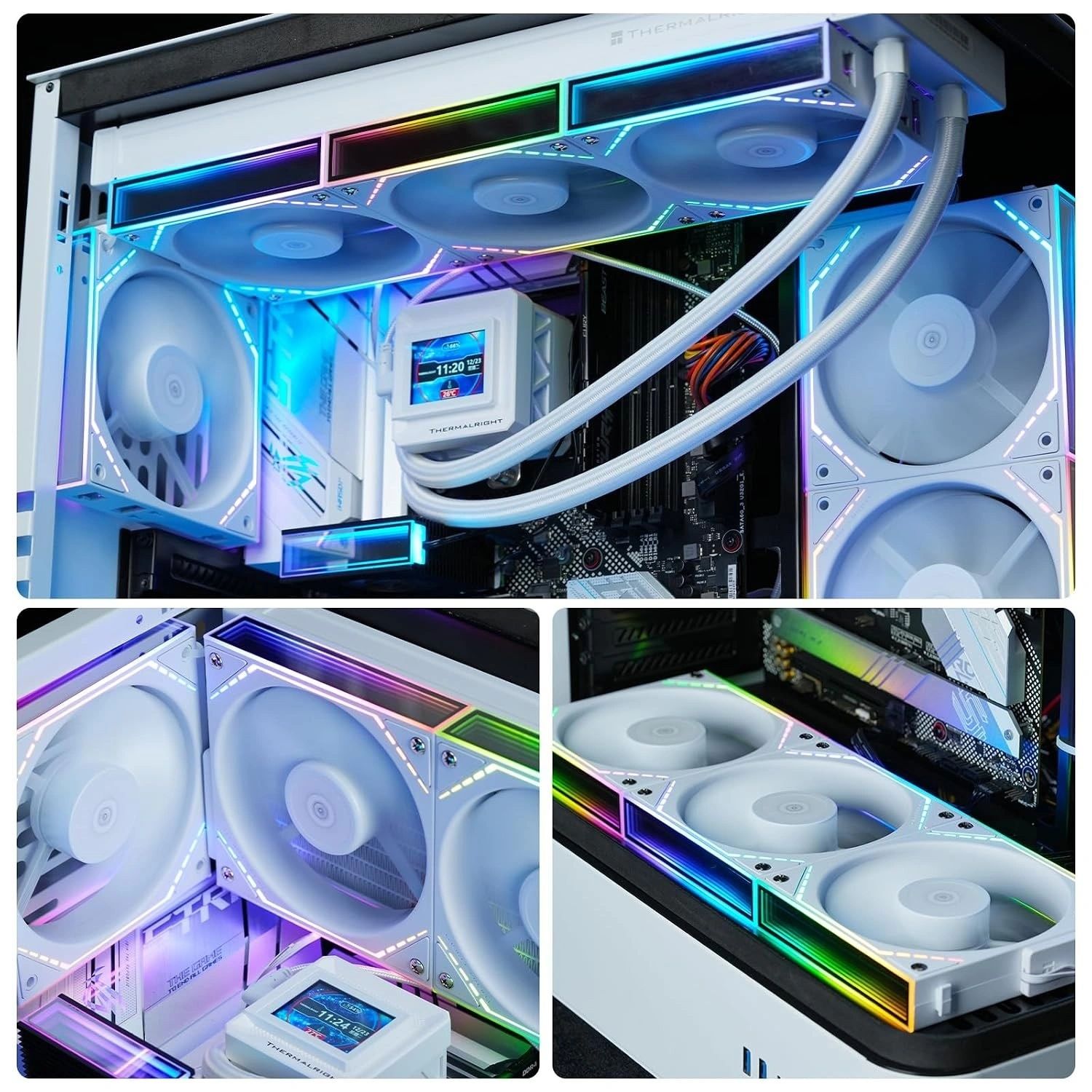 Kit 3 Ventiladores ARGB Thermalright TL-M12QRW X3 Blancos Aspa Invertida vista 5