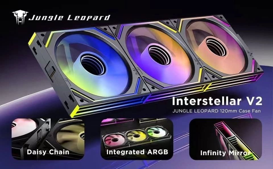 Kit 3 Ventiladores Jungle Leopard Interstellar V2 Espejo Infinito Negros vista 5