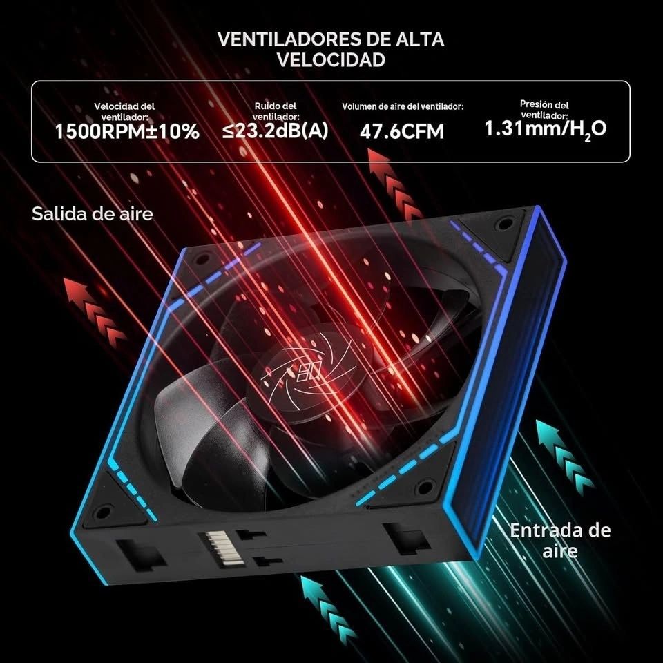 Kit 3 Ventiladores ARGB Thermalright TL-M12Q X3 Negros 1500 RPM Silenciosos vista 2