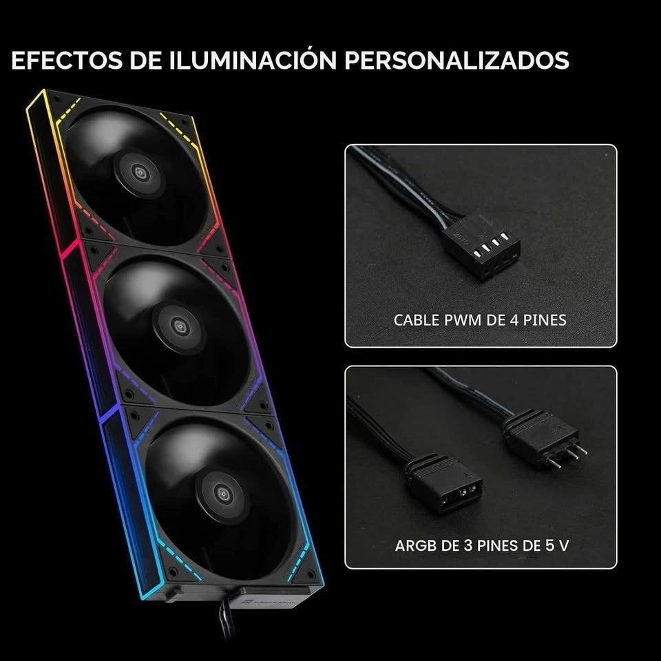 Kit 3 Ventiladores ARGB Thermalright TL-M12Q X3 Negros 1500 RPM Silenciosos vista 4