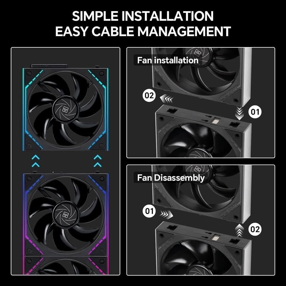 Kit 3 Ventiladores ARGB Thermalright TL-M12Q X3 Negros 1500 RPM Silenciosos vista 7