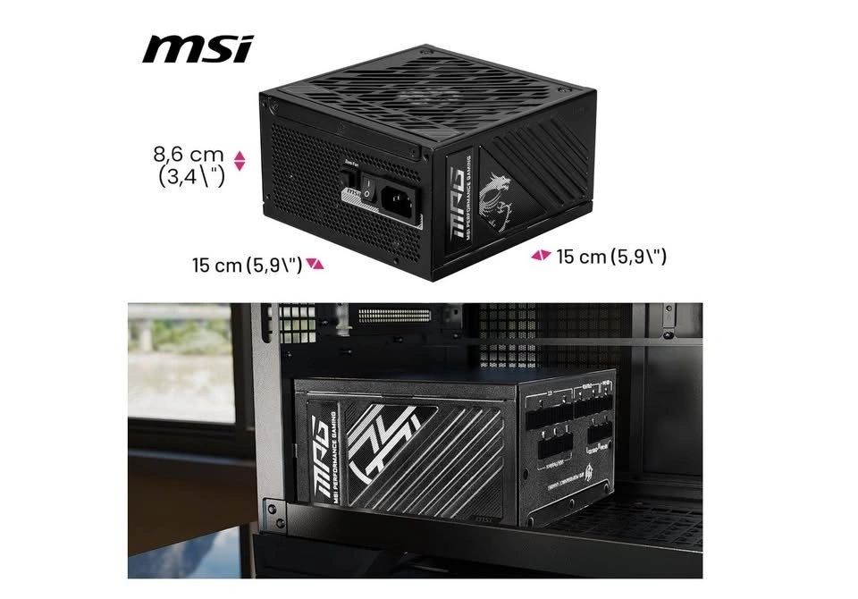 Fuente de Poder MSI MPG A850GS PCIE5 850W 80 Plus Gold vista 5