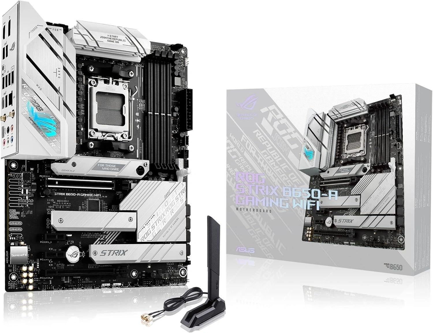 Placa Base ASUS ROG Strix B650-A Gaming WiFi Blanca vista 2