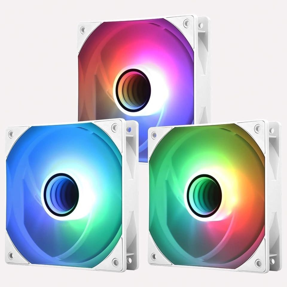 Kit 3 Ventiladores ARGB Thermalright TL-C12W-S V3 X3 Blancos Espejo Infinito