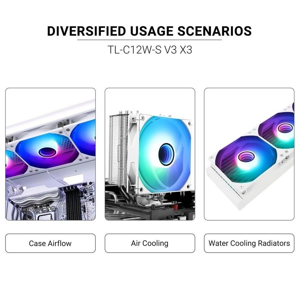 Kit 3 Ventiladores ARGB Thermalright TL-C12W-S V3 X3 Blancos Espejo Infinito vista 6