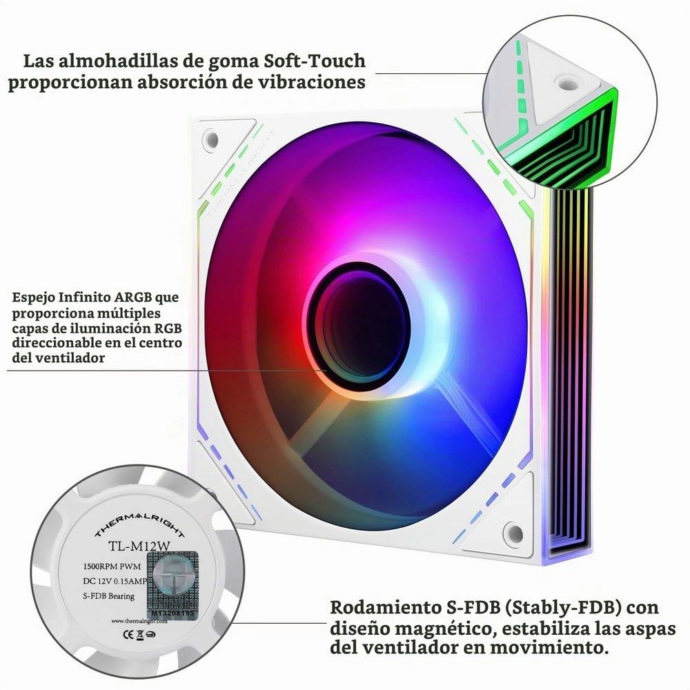 Ventilador ARGB Thermalright TL-M12W-S Espejo Infinito Blanco (Unidad) vista 2