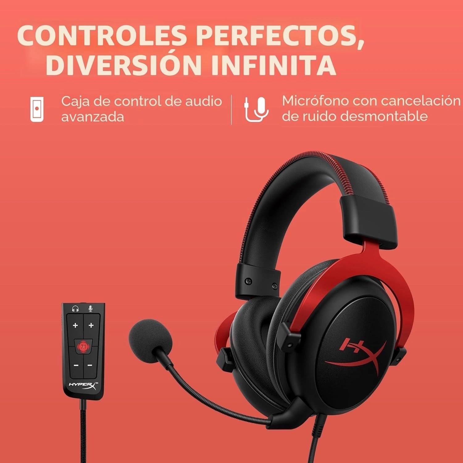 Diadema HyperX Cloud II Roja vista 6