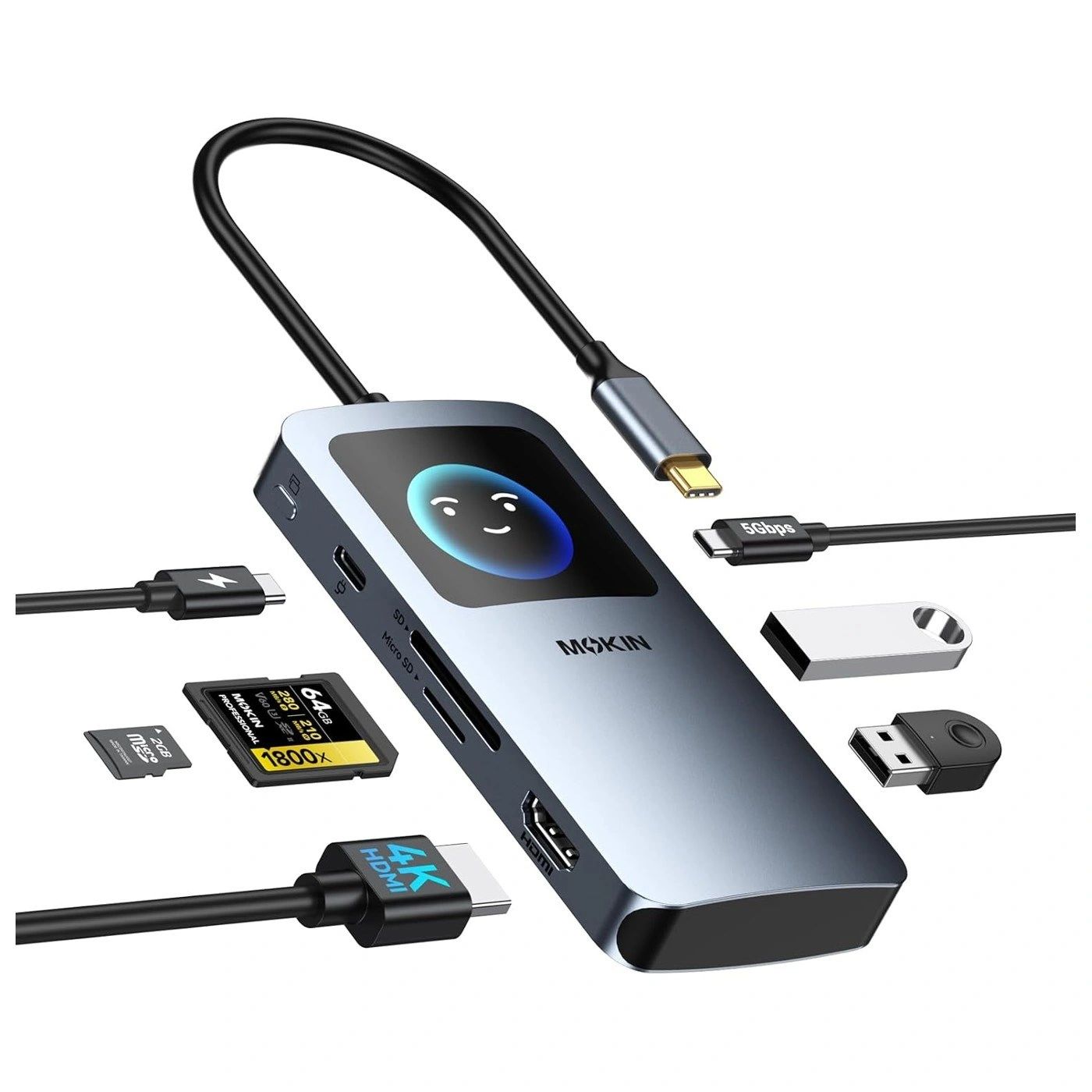 Hub USB-C MOKIN 7 en 1 con Pantalla