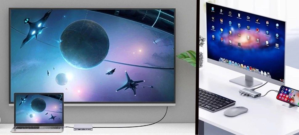 Hub USB-C 11 en 1 HDMI 4K + VGA + Ethernet vista 7