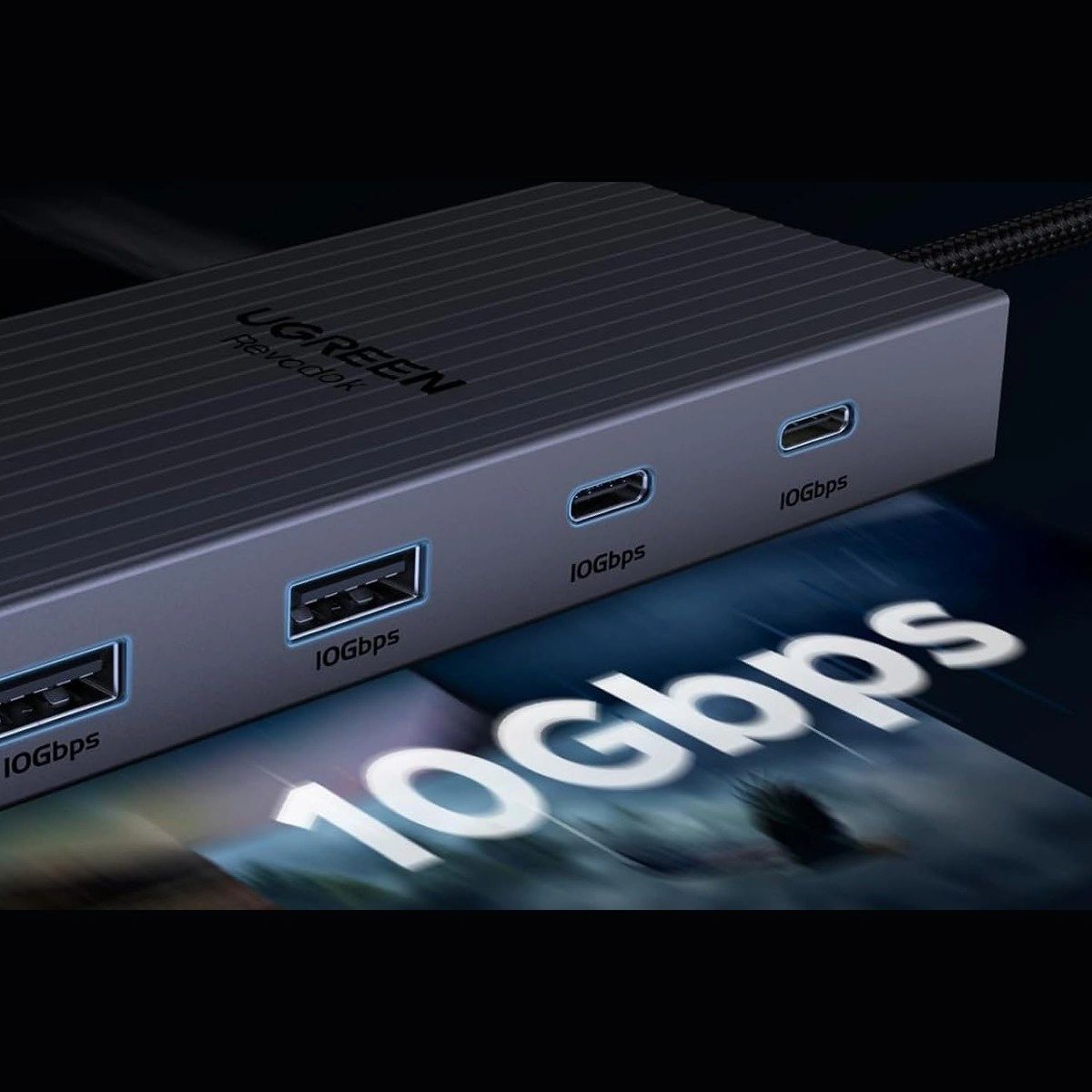 Hub USB-C UGREEN Revodok 7 en 1 Doble HDMI vista 3