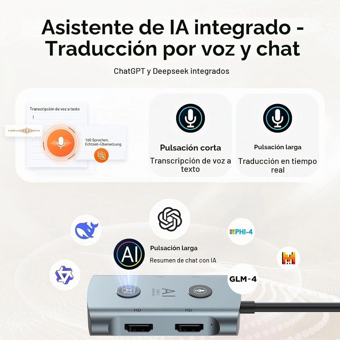 Hub USB-C TOPOINT 7 en 1 con Asistente IA vista 5