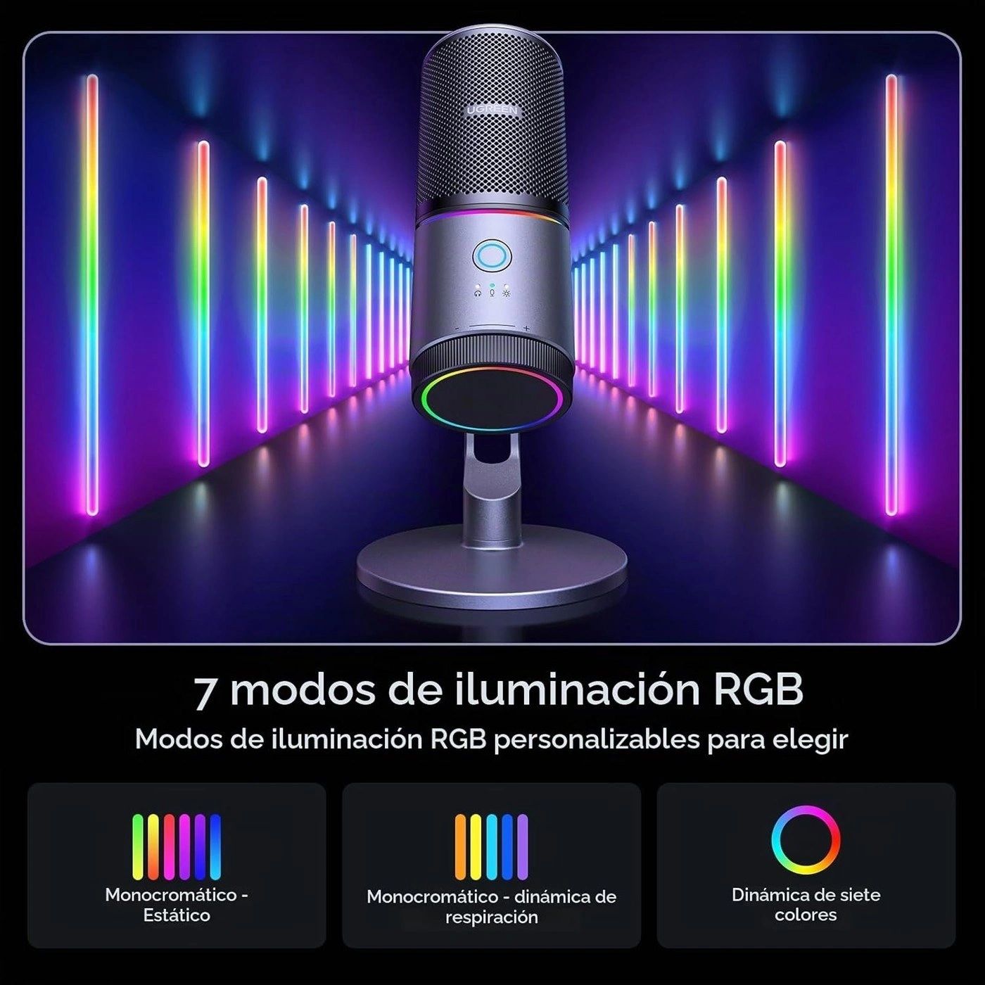 Micrófono UGREEN CM769 RGB vista 6
