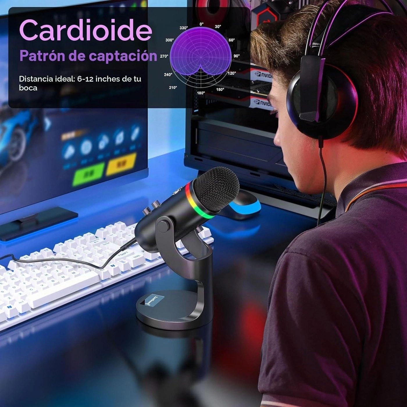 Micrófono ZealSound K66 RGB vista 7