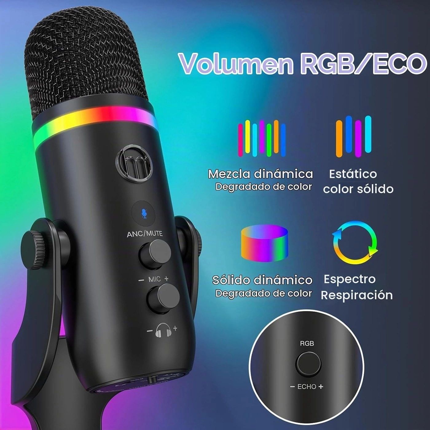 Micrófono ZealSound K66 RGB vista 2