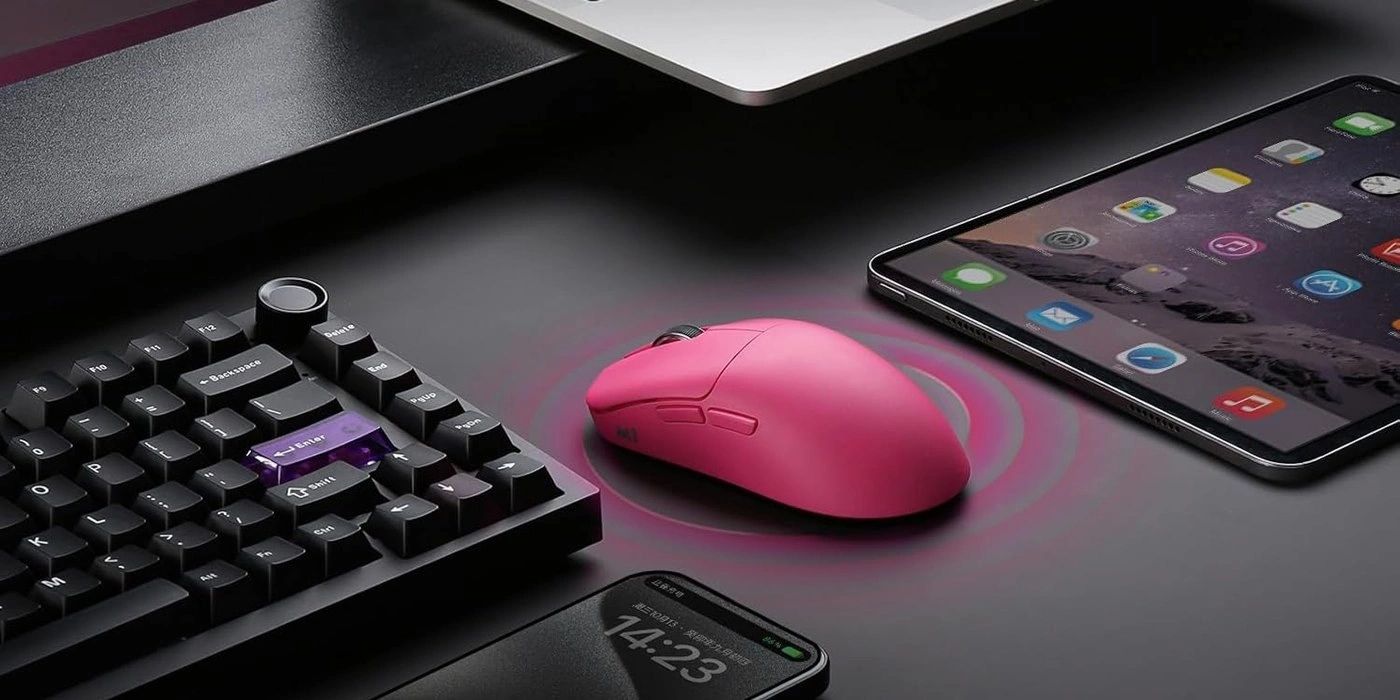 Mouse Gamer YUNZII M1 Rosado vista 2