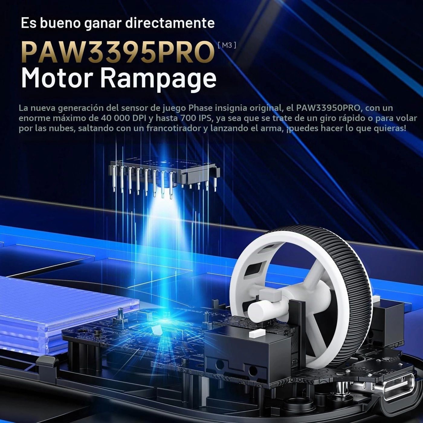 Mouse Gamer Mambasnake M3 Blanco vista 3