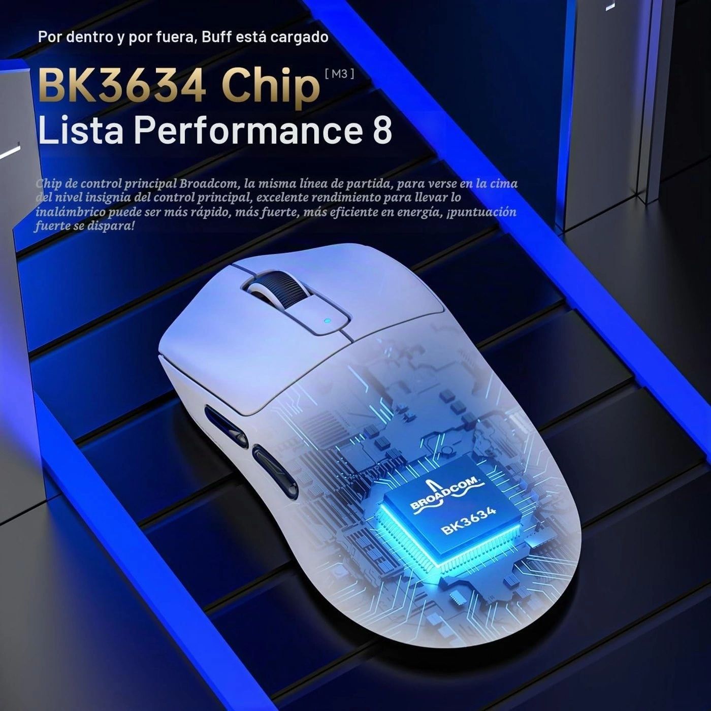 Mouse Gamer Mambasnake M3 Blanco vista 4