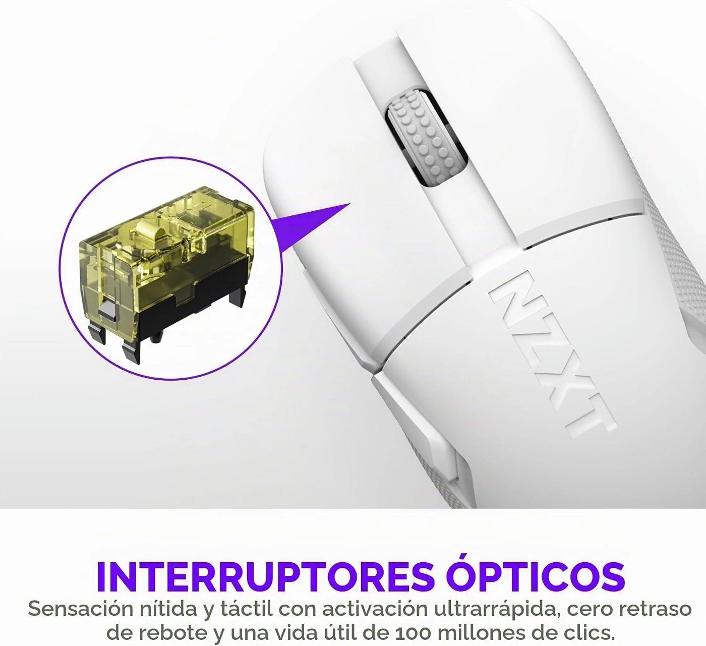 Mouse Gamer NZXT Lift Elite Blanco vista 2