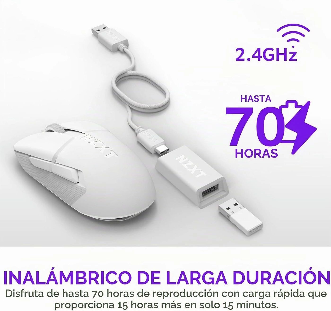 Mouse Gamer NZXT Lift Elite Blanco vista 3
