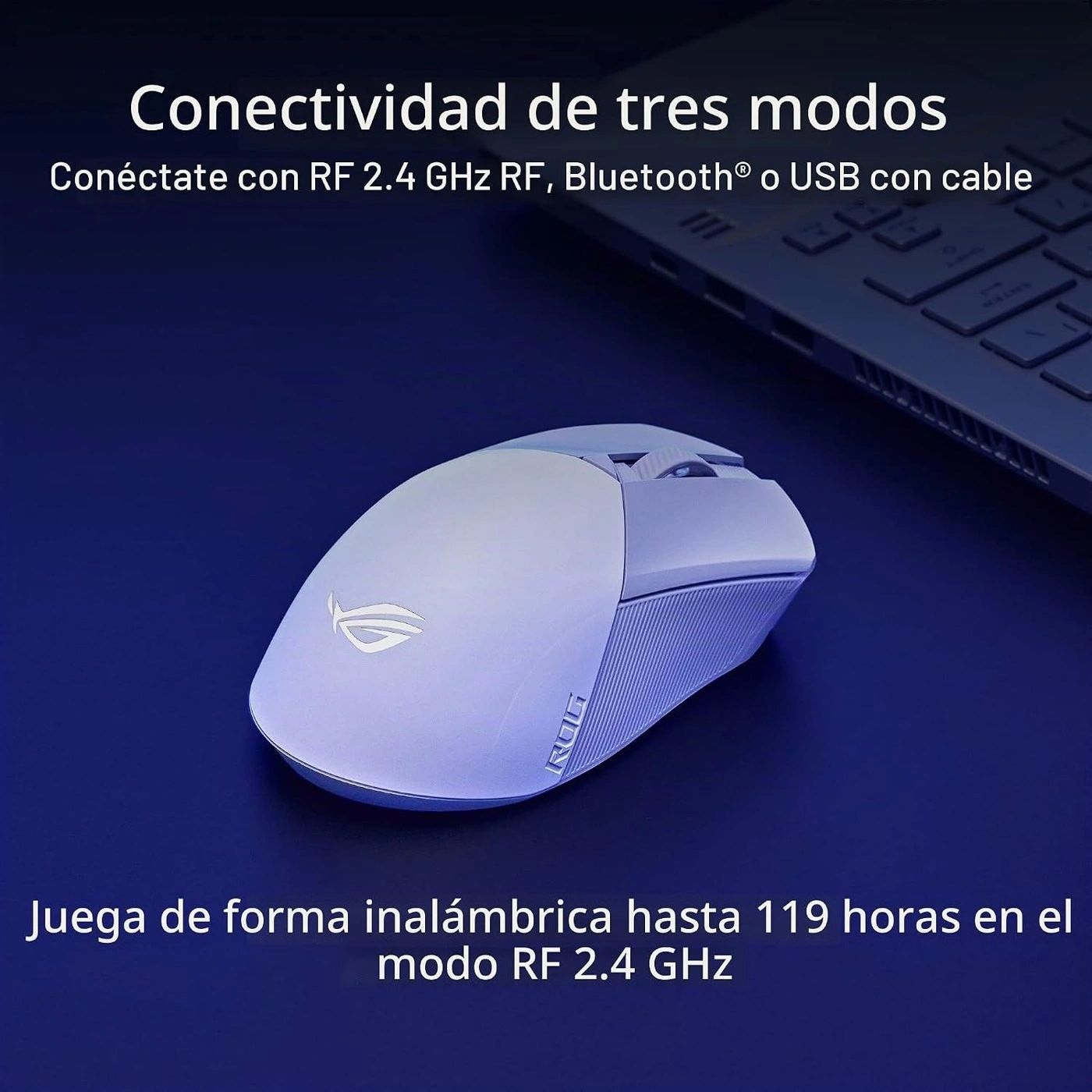 Mouse Gamer ASUS ROG Gladius III Wireless AimPoint Blanco vista 5
