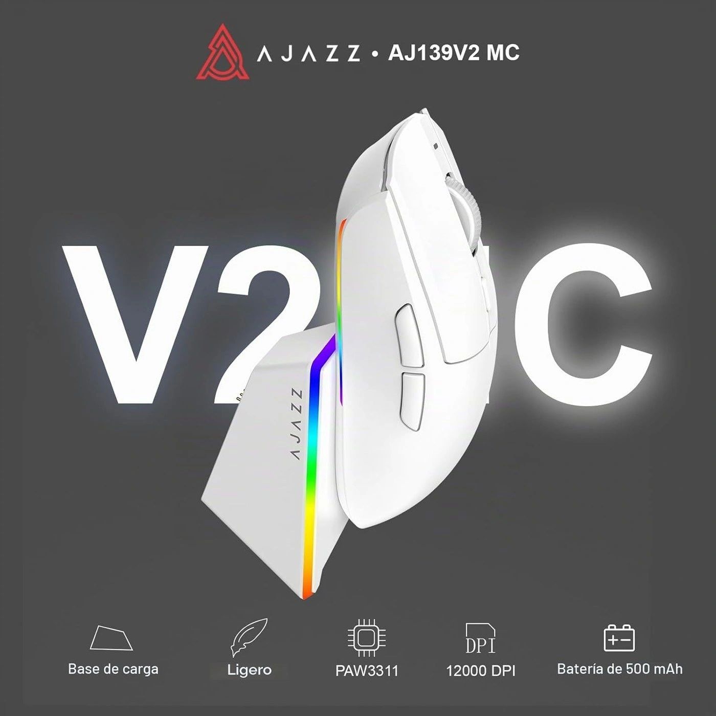 Mouse Gamer AJAZZ AJ139 V2 MC Blanco vista 6