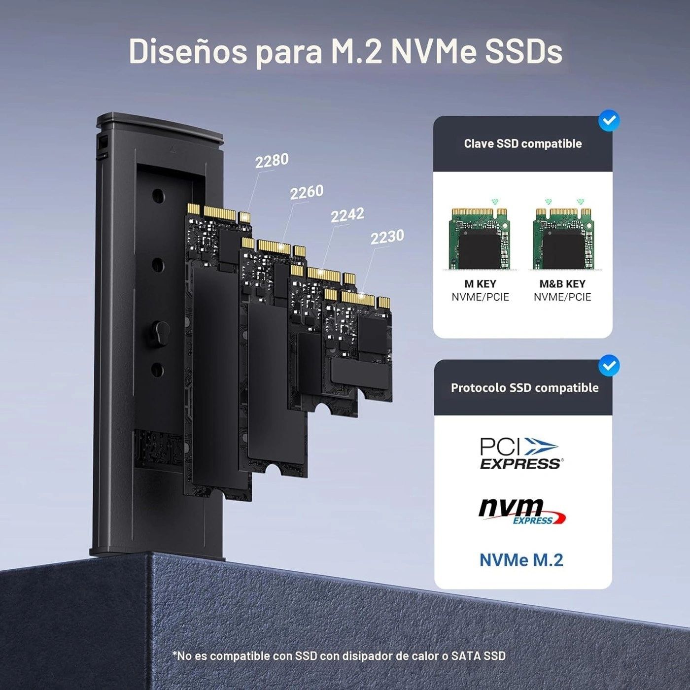 Carcasa SSD UGREEN M.2 NVMe 10 Gbps vista 5