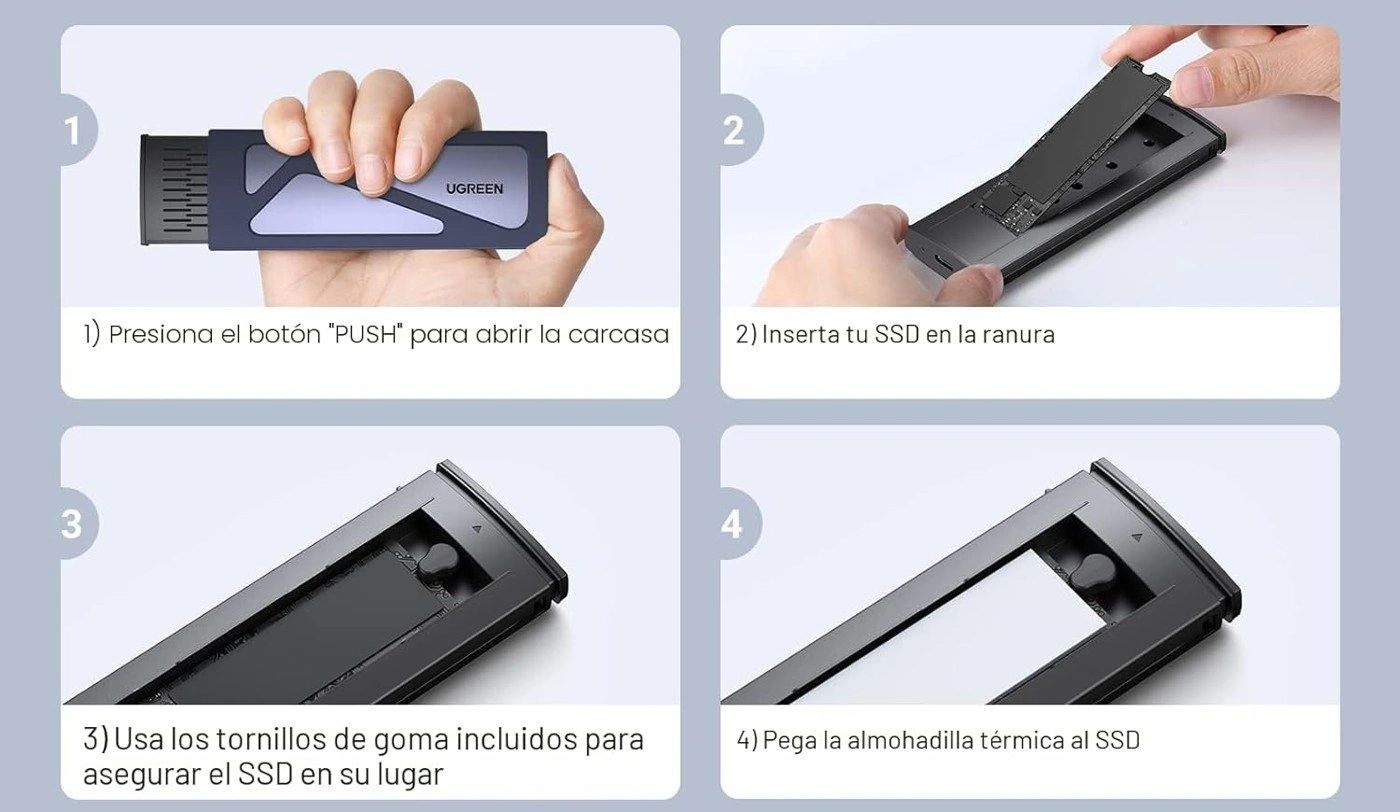 Carcasa SSD UGREEN M.2 NVMe 10 Gbps vista 4