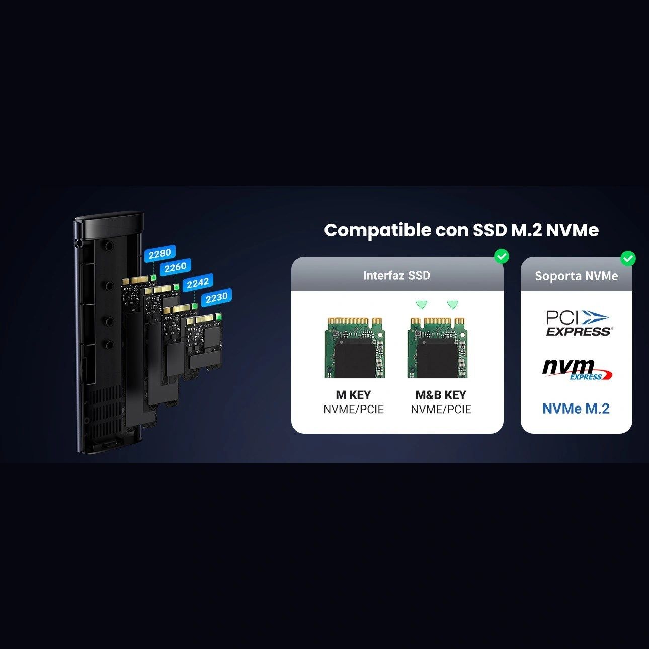 Carcasa SSD UGREEN M.2 NVMe Aluminio vista 7