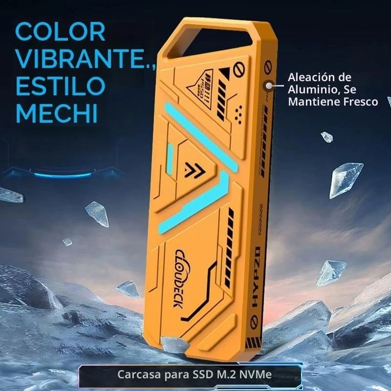 Carcasa SSD CLOUDECK RGB Naranja vista 3