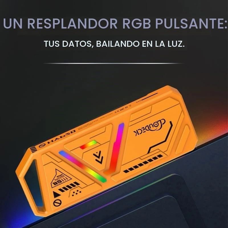 Carcasa SSD CLOUDECK RGB Naranja vista 5