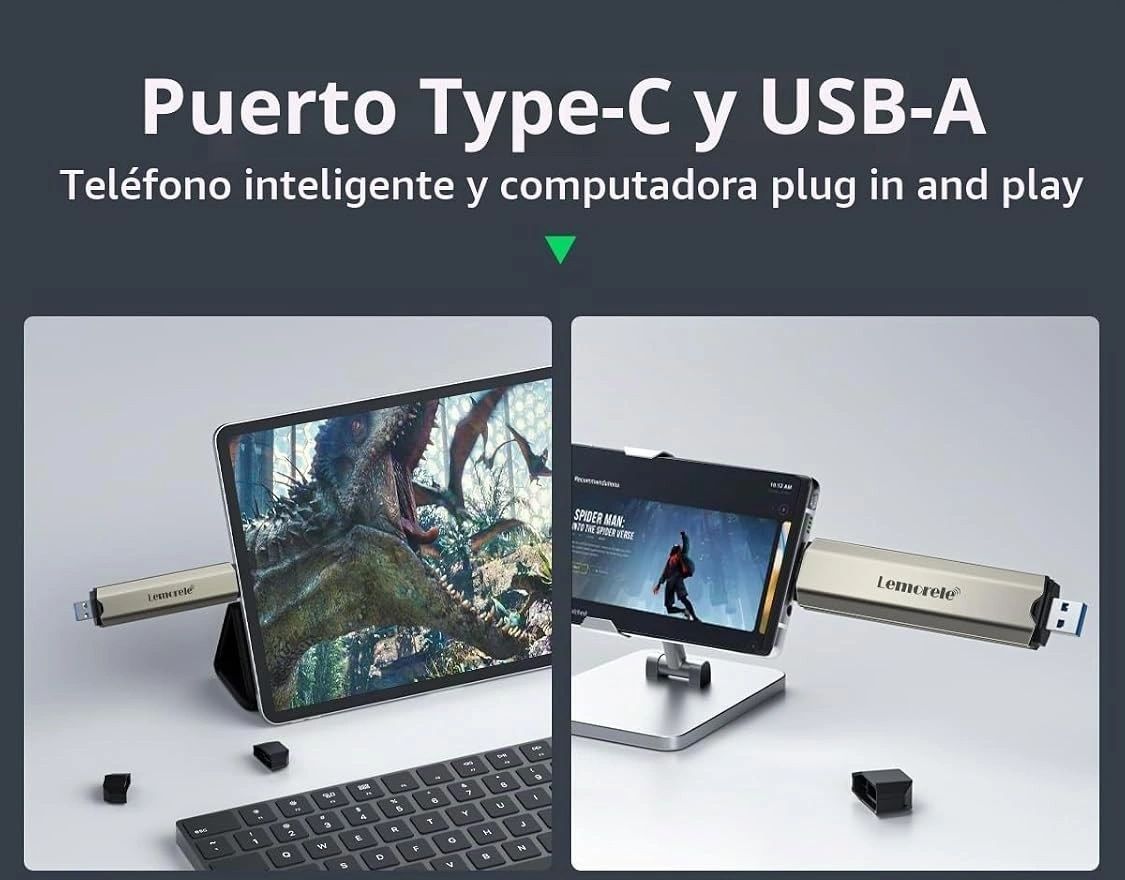 Carcasa SSD Lemorele Dual USB-C y USB-A vista 5