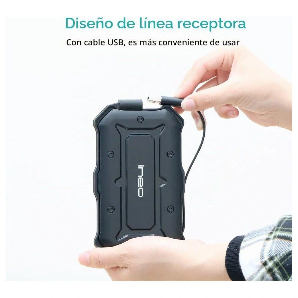 Carcasa Disco 2,5" ineo Militar Negra vista 6