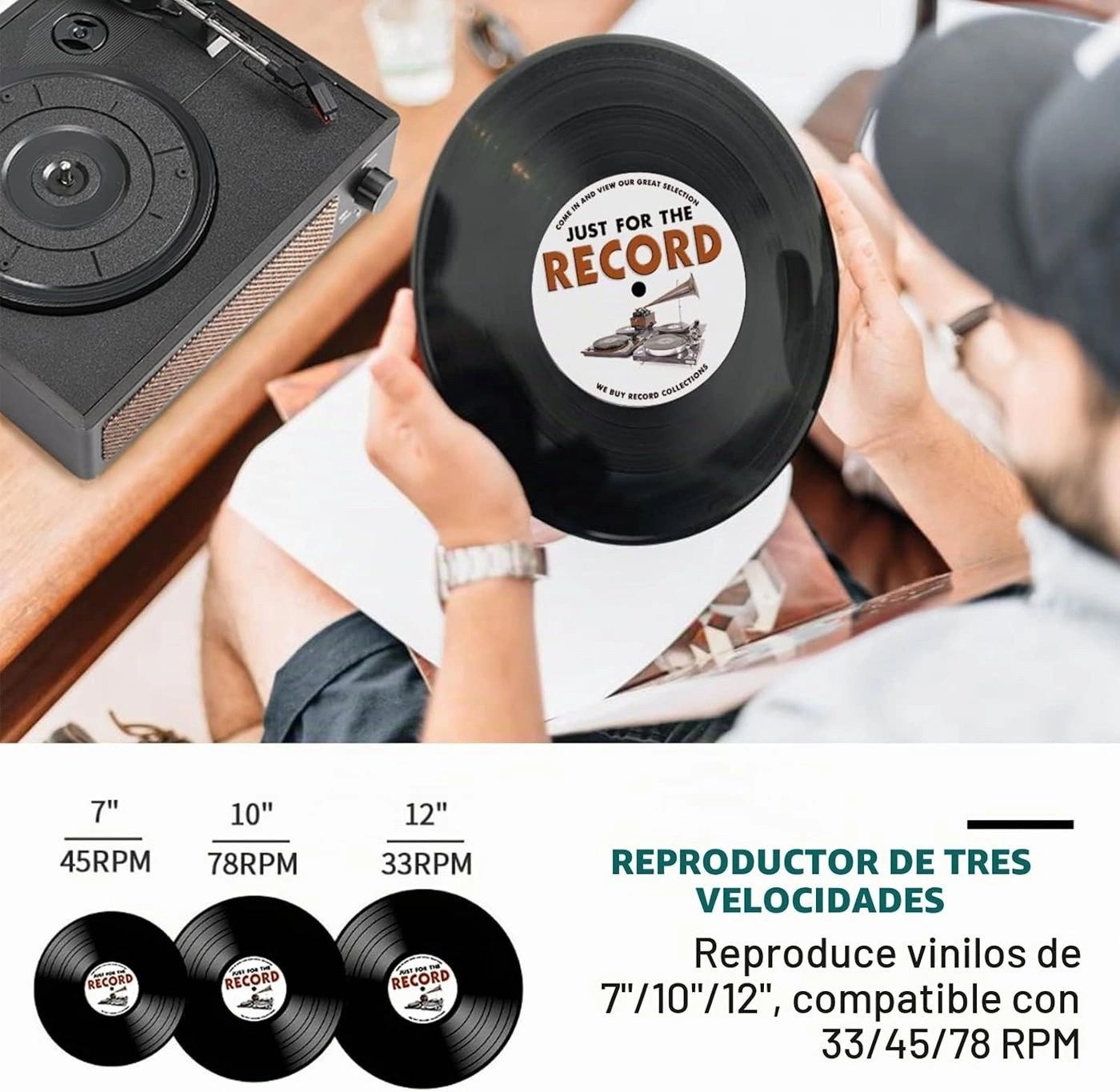Tocadiscos Compacto Negro Bluetooth vista 6