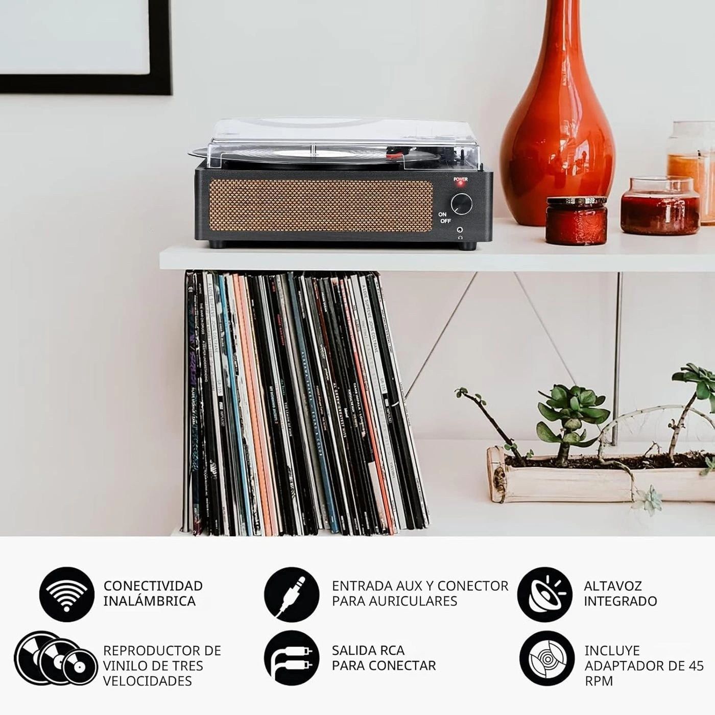 Tocadiscos Compacto Negro Bluetooth vista 5