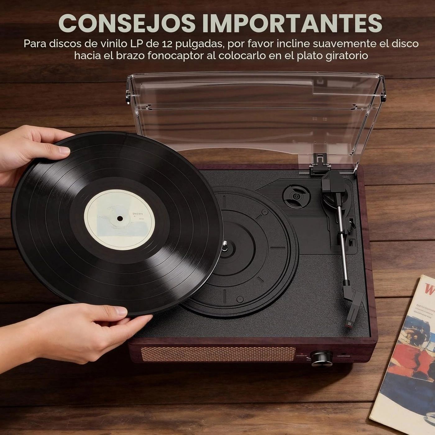 Tocadiscos Clásico Caoba Bluetooth vista 2