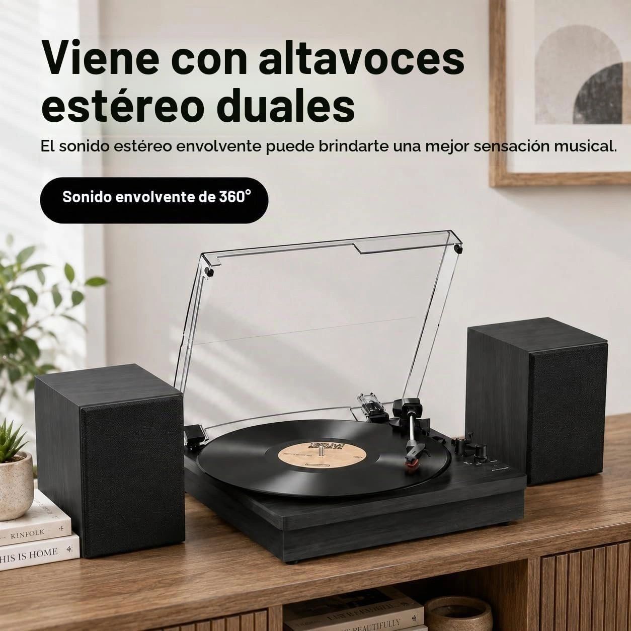 Tocadiscos Negro con Parlantes vista 6