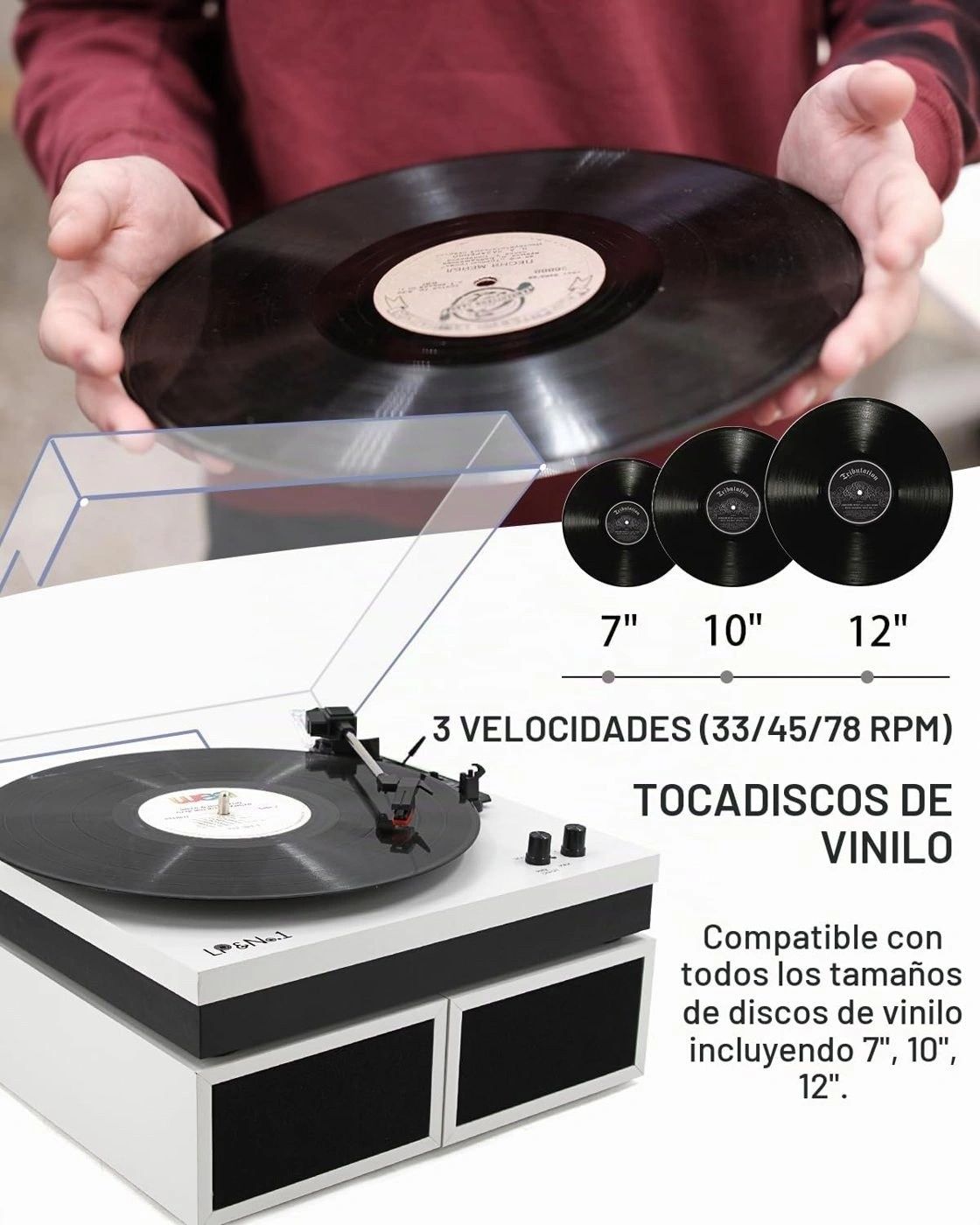 Tocadiscos LP&No.1 Blanco vista 6