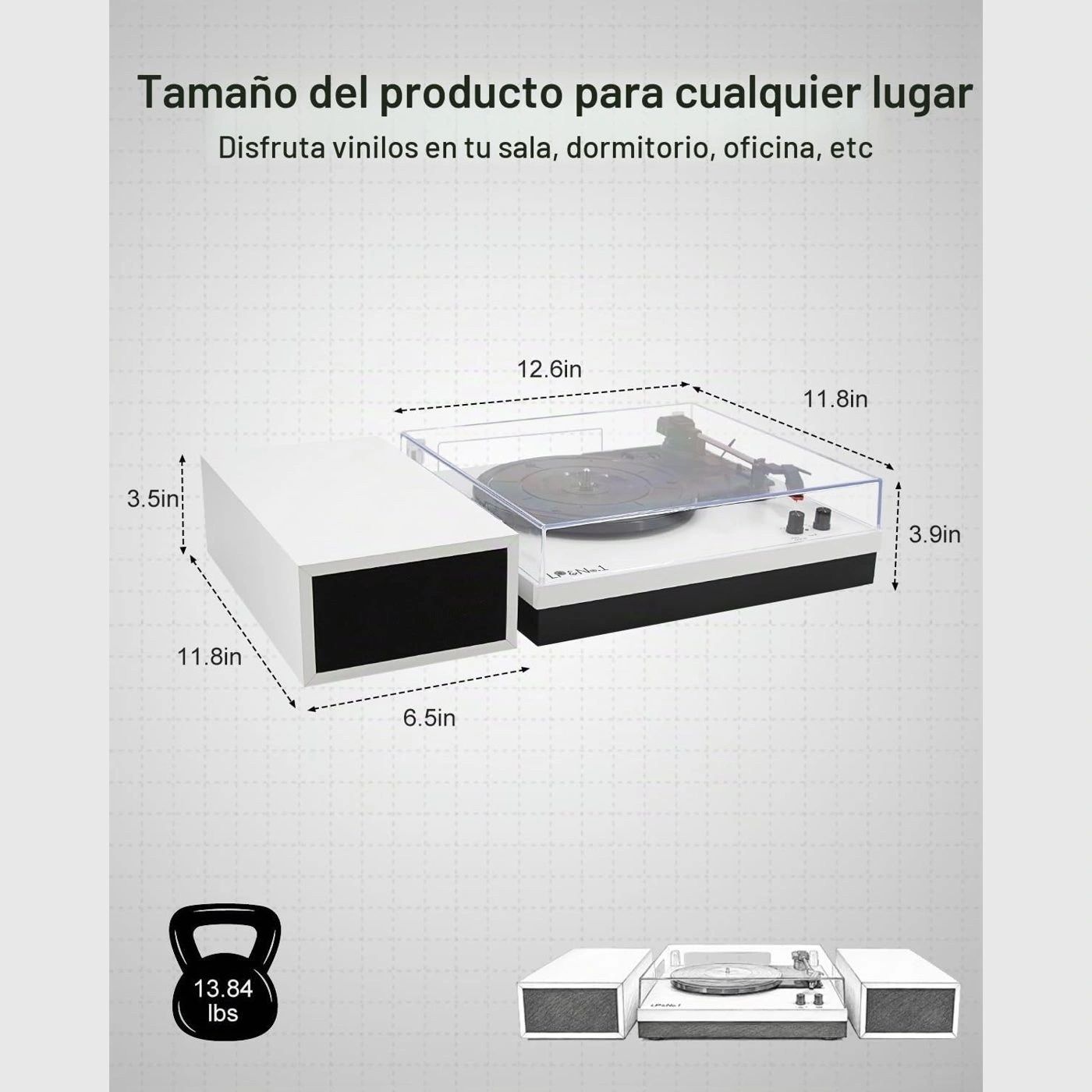 Tocadiscos LP&No.1 Blanco vista 4